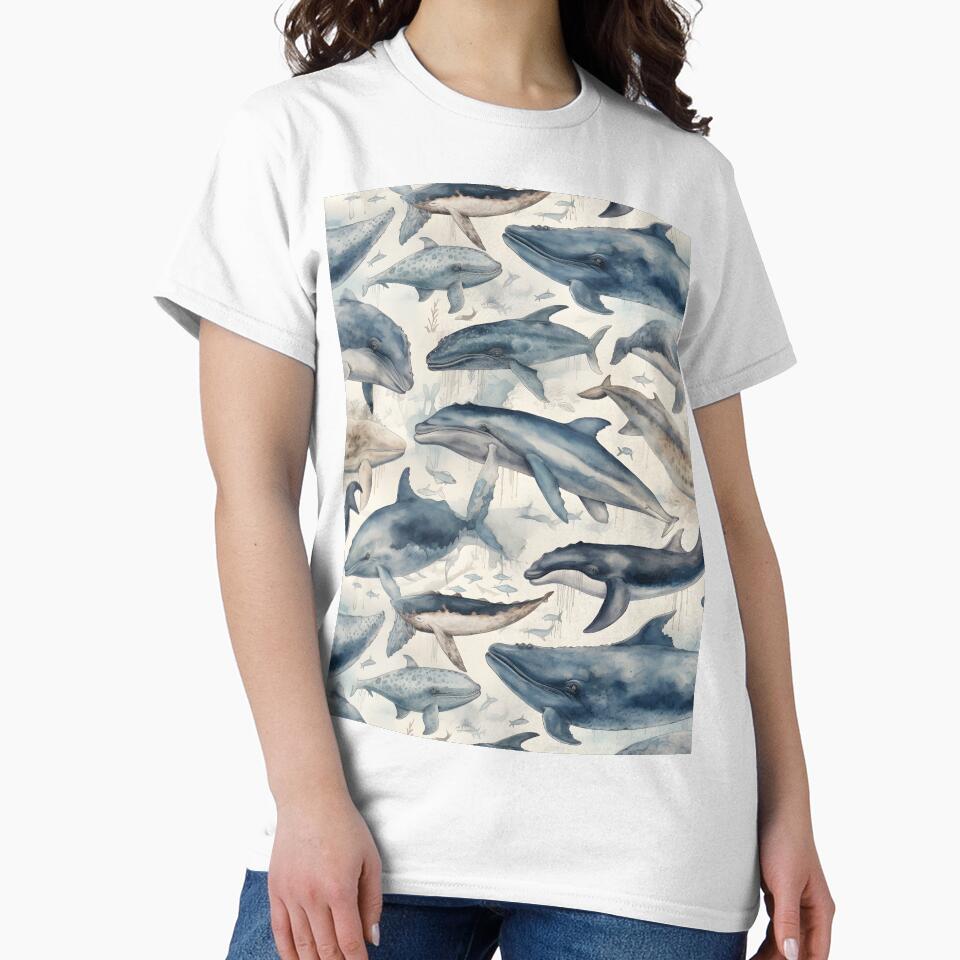 Whales Fantastic Sea Animals Vintage Watercolor Pattern by SecretDicer
