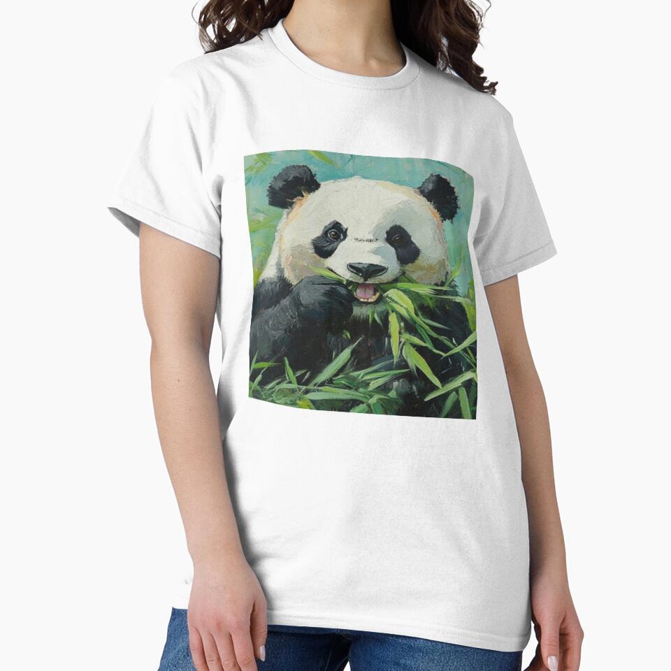 Happy Panda Eating Bamboo Artwork by NivyasArtistry