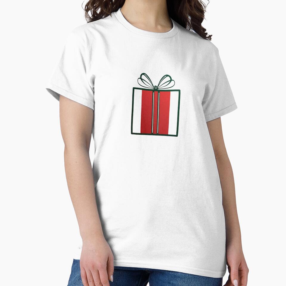 Minimalist Red and Green Gift Box Outline with Ribbon Holiday Design by gk-creations