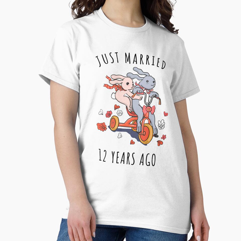 Just Married 12 Years Ago - 12th Anniversary Couple Bunnies Tee, Phone Cases And Other Gifts by MemWear