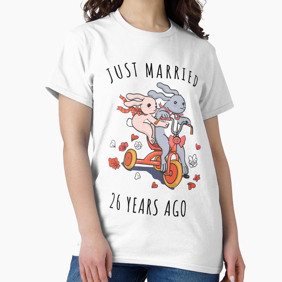 Just Married 26 Years Ago - 26th Anniversary Couple Bunnies Tee, Phone Cases And Other Gifts by MemWear