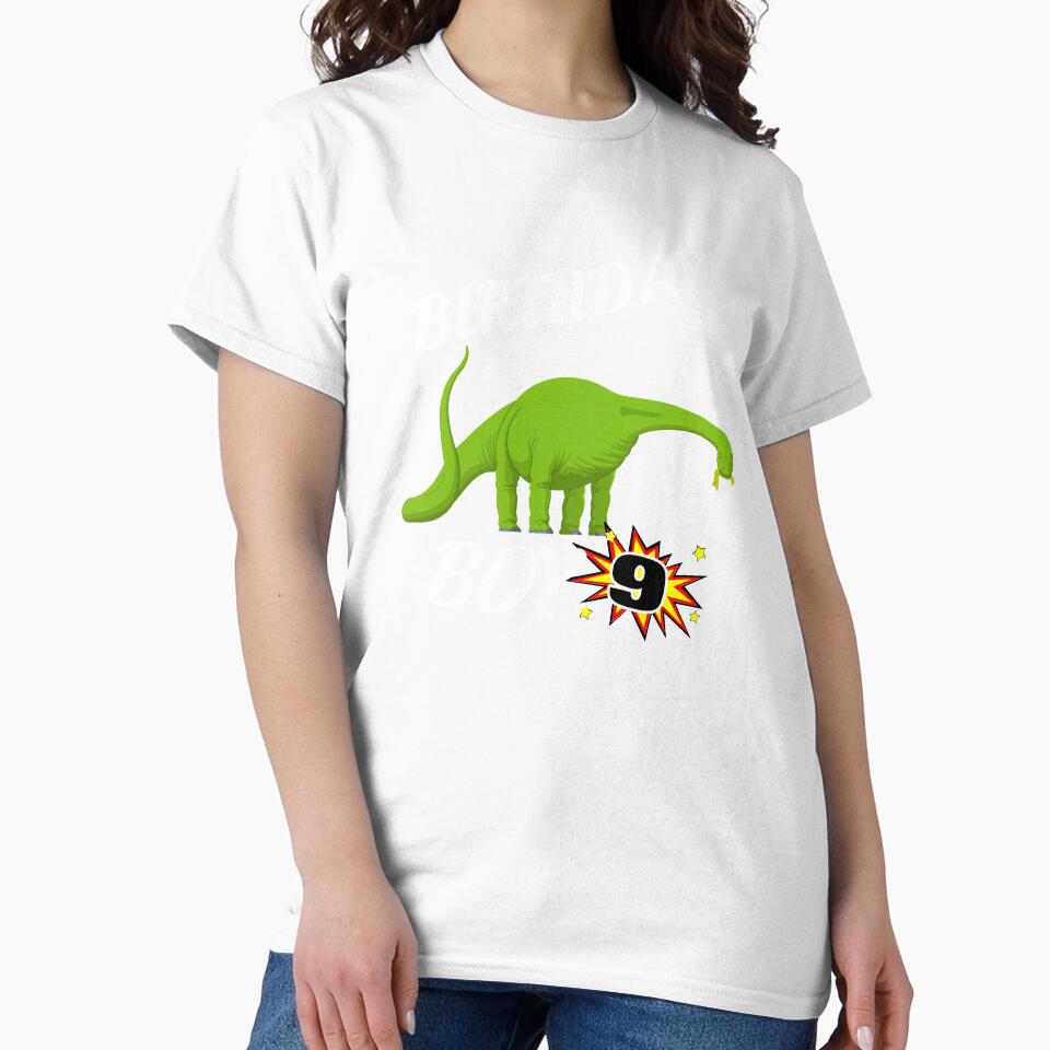 9 Years Old Birthday Design Brontosaurus GifDesign by drwigglebutts