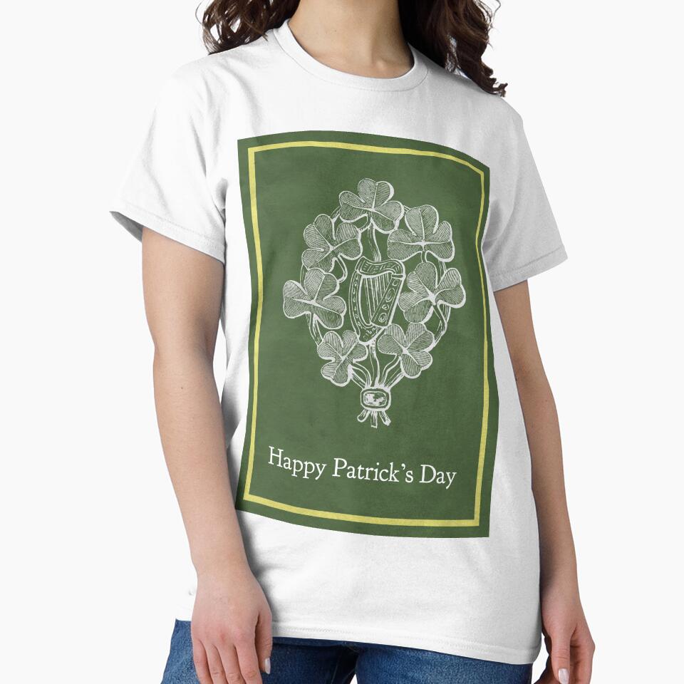 Happy St Patrick's Day! Shamrock & Harp Irish Art Design by Pirate Foto