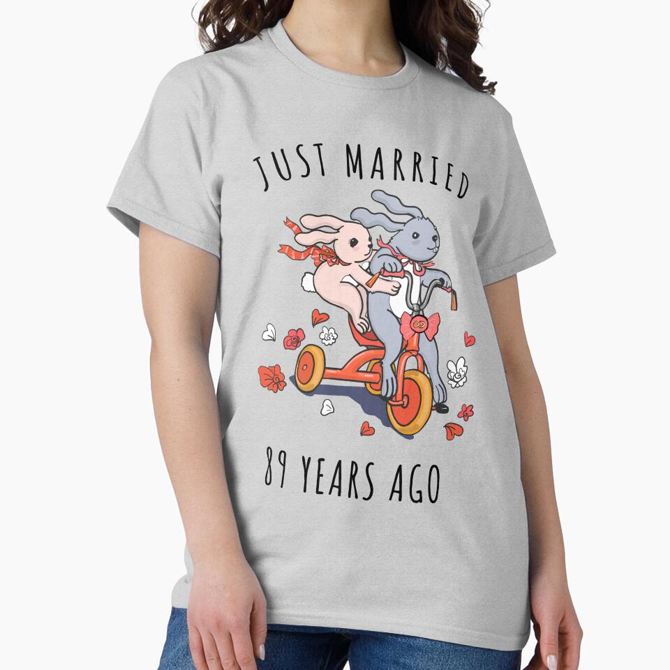Just Married 89 Years Ago - 89th Anniversary Couple Bunnies Tee, Phone Cases And Other Gifts by MemWear