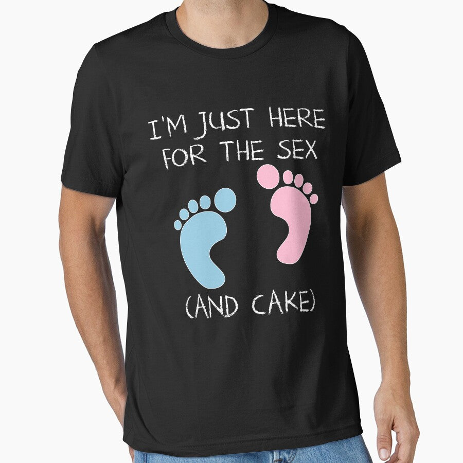 I'm Just Here For The Sex And Cake Baby Shower Gender Reveal Baby Shower Heart Gender Reveal Party Mens Womens T Shirt You Baby Shower Gender Reveal Party Mens Womens T Shirt Funny Cute Gift by arcadetoystore