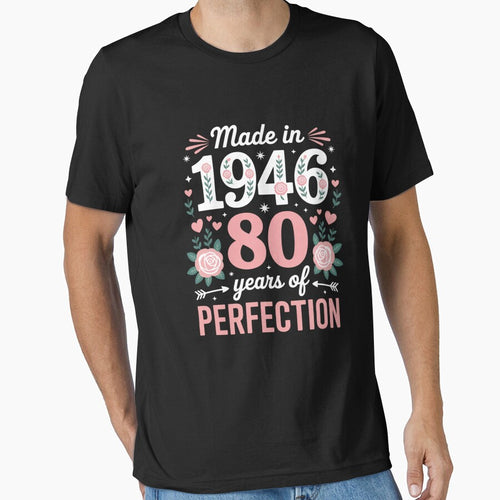 80 Year Old Made in 1946 Floral 80th Birthday Women T-Shirt by catsdothingz