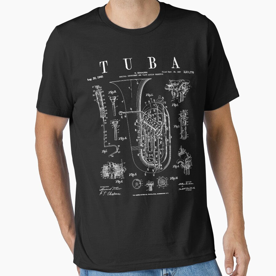 Tuba Vintage Patent Tubaist Tubist Drawing Print by GrandeDuc