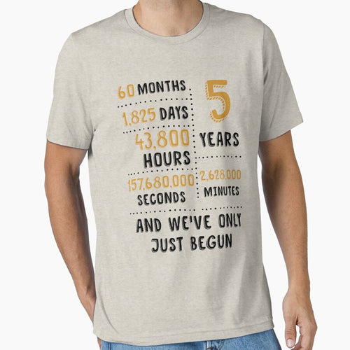5 Years Wood Wedding Anniversary Tee Cute Gift For His And Her by MemWear