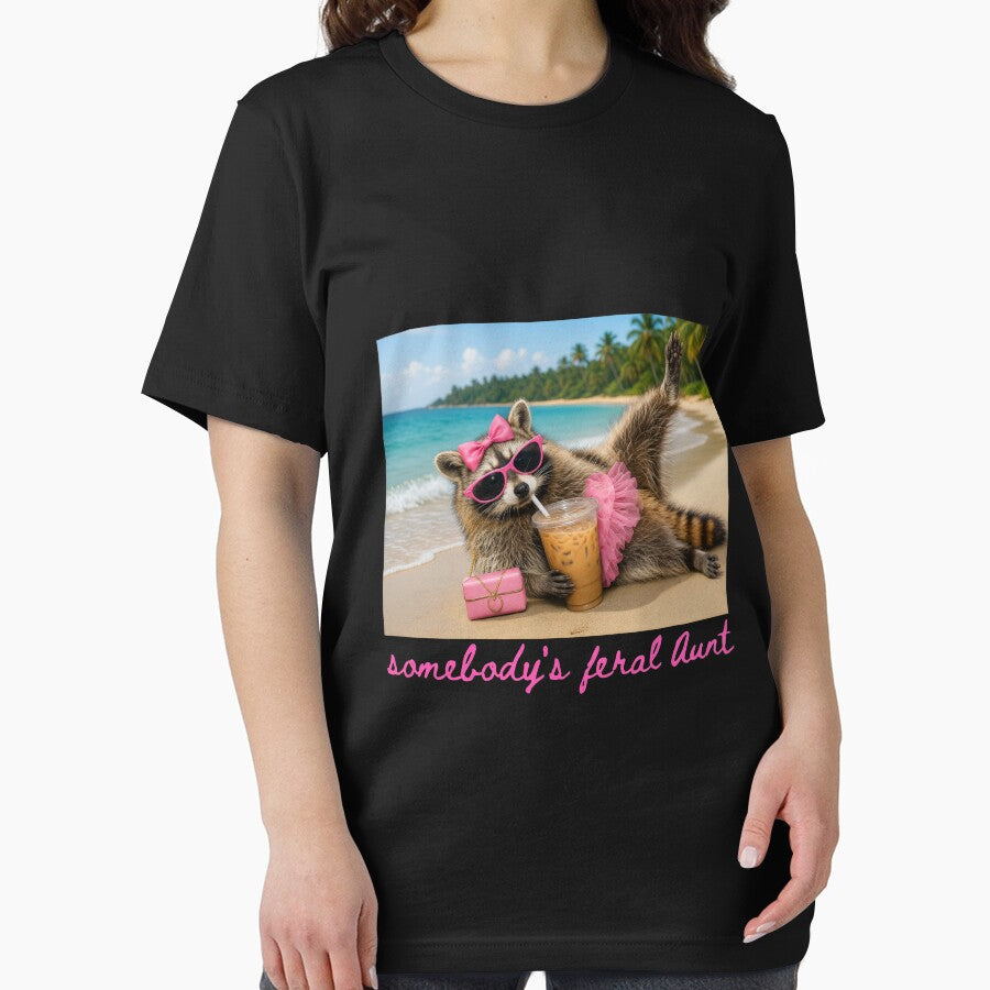 Somebody Feral Aunt Raccoon Coffee Sarcastic Animal Humor by leocreatives