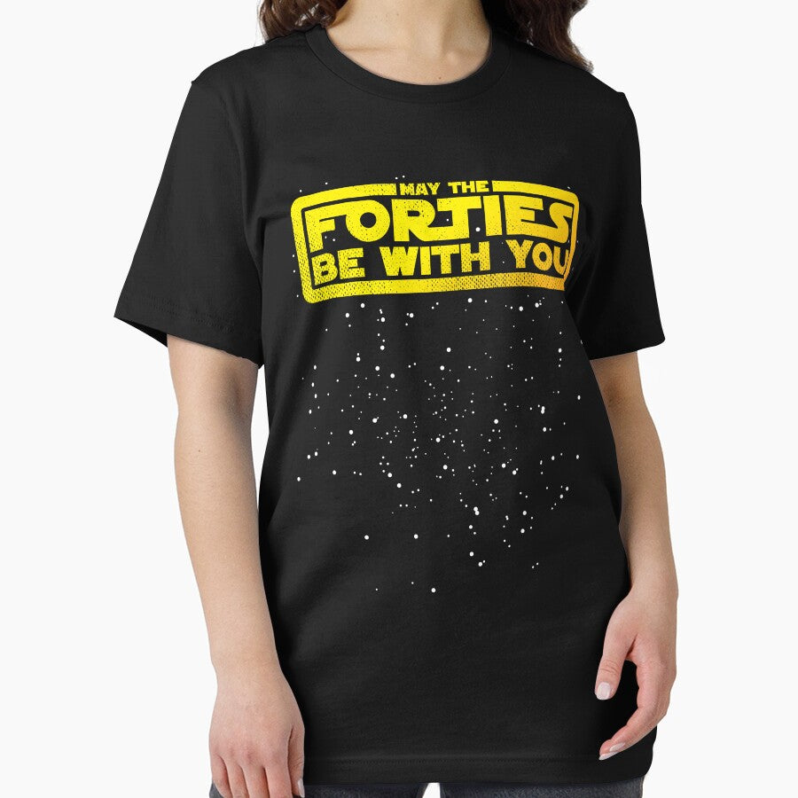 May The Forties Be With You Vintage 40th Birthday Distressed Star Illustration by kolbasound