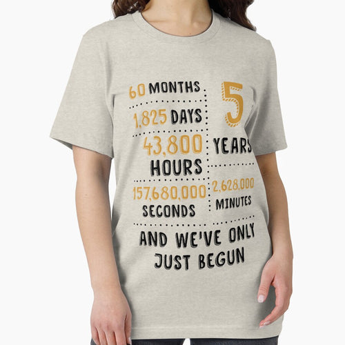 5 Years Wood Wedding Anniversary Tee Cute Gift For His And Her by MemWear