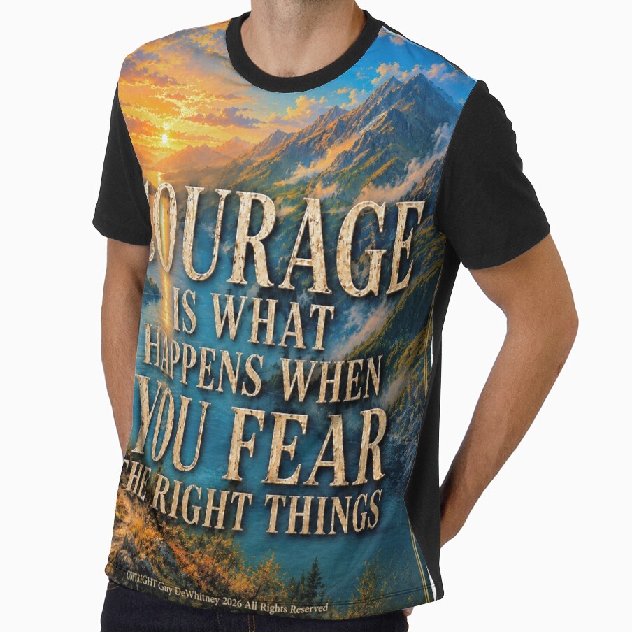 Courage Is What Happens When You Fear the Right Things | Inspirational Mountain Landscape Quote Poster by HereticsCrusade