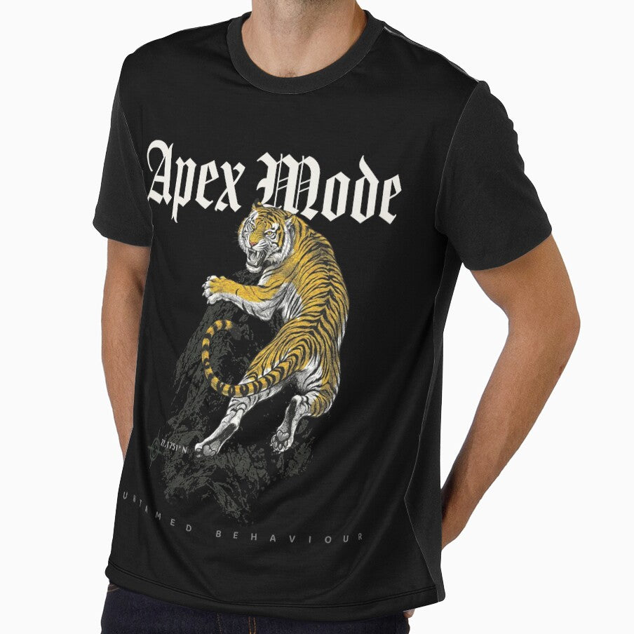Apex Mode Tiger Dark Streetwear Graphic T-Shirt Untamed Behaviour Animal Art Print | MRKD by MRKD.World