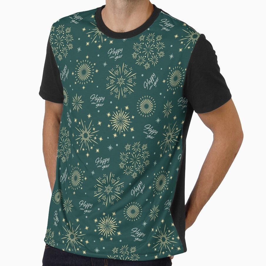 New Year's Eve modern and abstract fireworks petrol blue Happy New Year by InkofNocturna