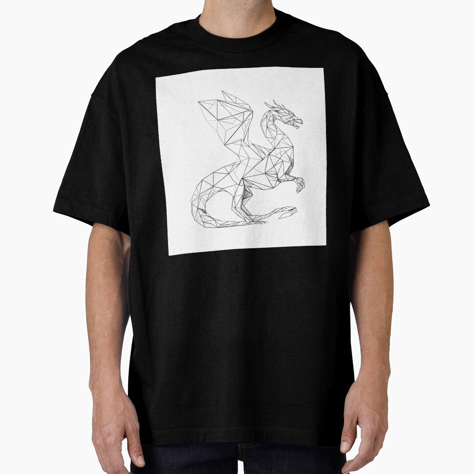 Geometric Dragon Constellation Line Art | Black and White Fantasy by TypoArtPrints