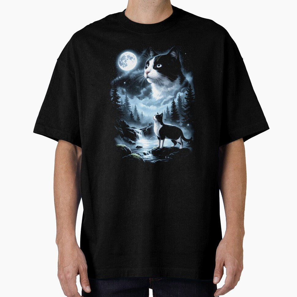 Tuxedo Cat Howling to the Moon Vintage by Hedoraxe
