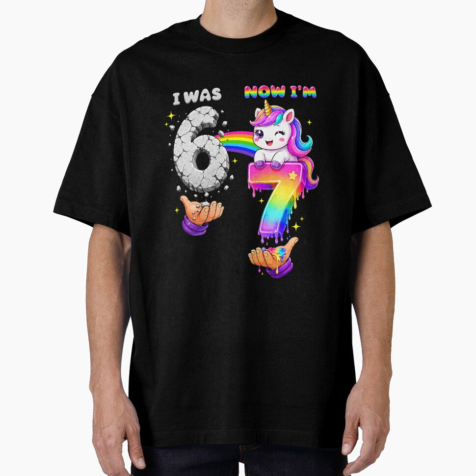 I was 6 Now I'm 7 Year Old Six Seven Meme 7th Birthday Girls by Littermin