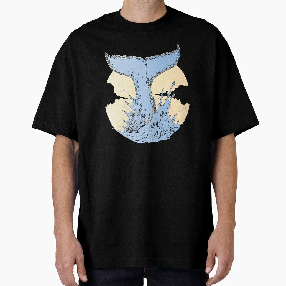 oh whale tail, retro moon stars blue whale by XXgooddeedXX