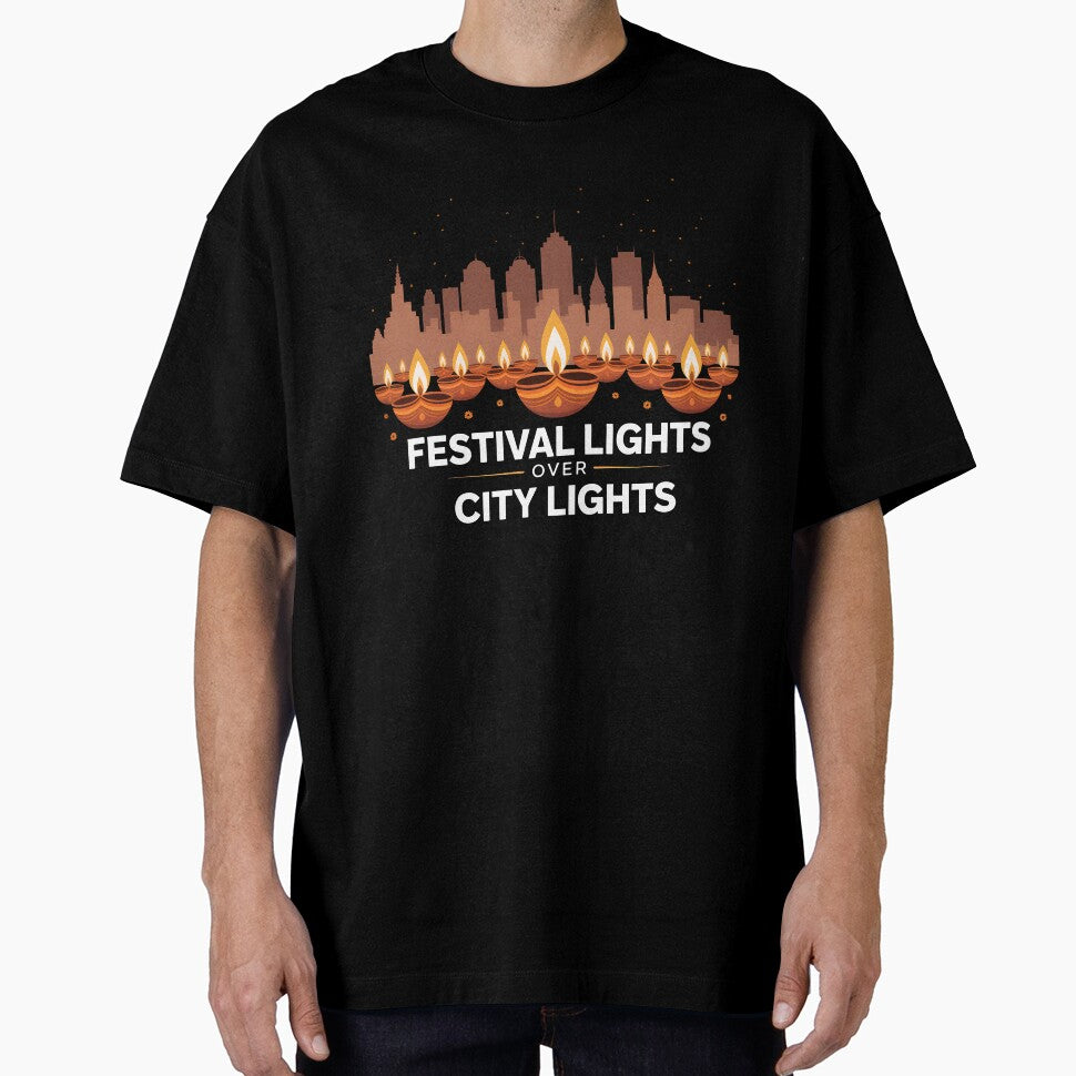 Festival Lights Over City Lights – Diwali Skyline Design by Jollys-ArtShop