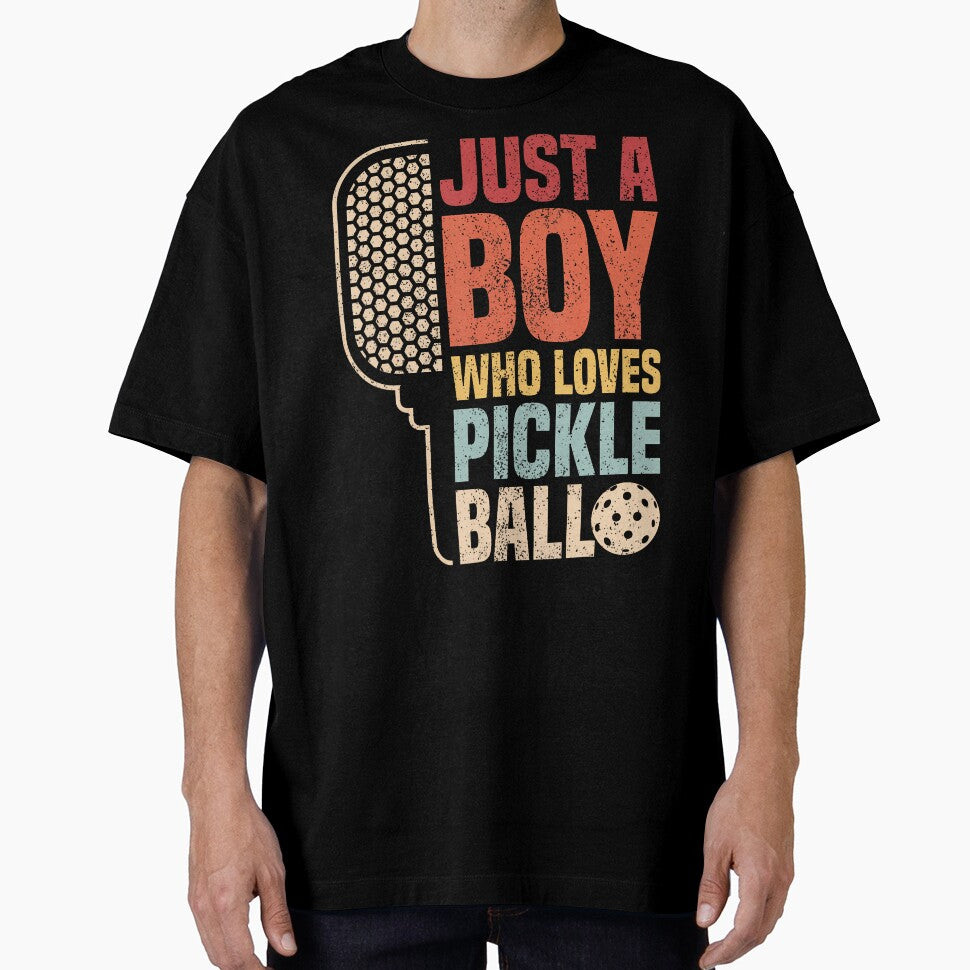 Vintage Just A Boy Who Loves Pickleball Boys Kids Pickleball by LavetaCatherine