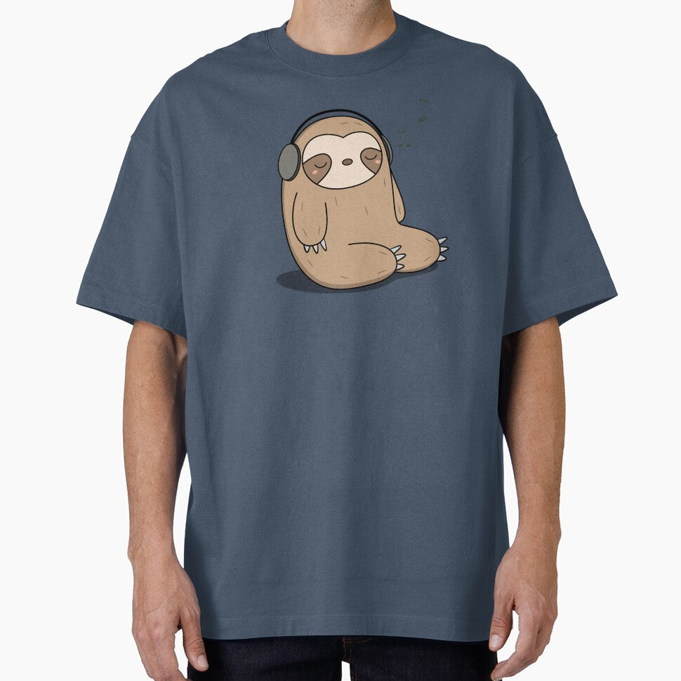 Kawaii Cute Sloth Listening To Music by wordsberry