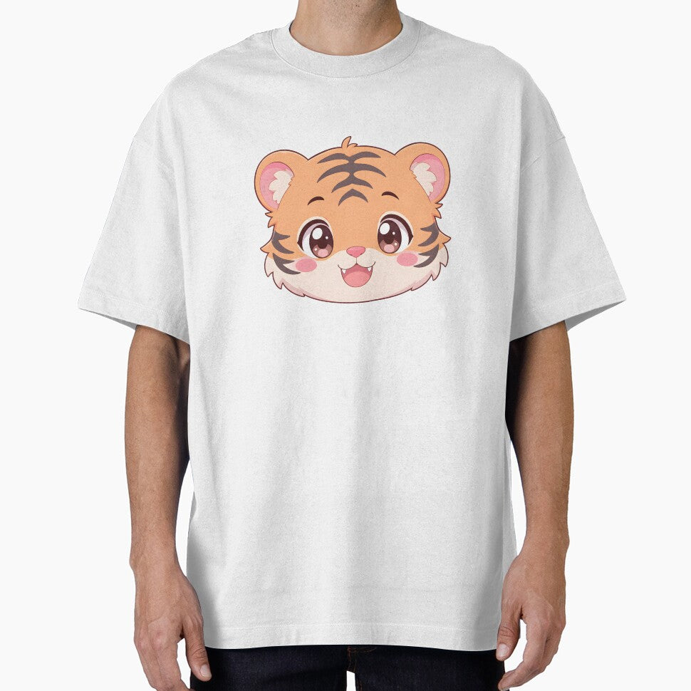 Cute Kawaii Tiger Cub Head – Pastel Anime Animal by nocturnastore