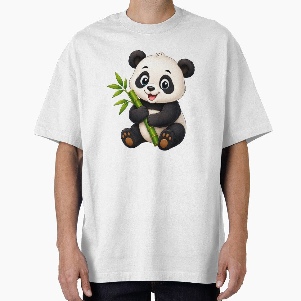 Cute Baby Panda Illustration – Panda with Bamboo Design by Krzepcia