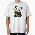 Cute Baby Panda Illustration – Panda with Bamboo Design by Krzepcia