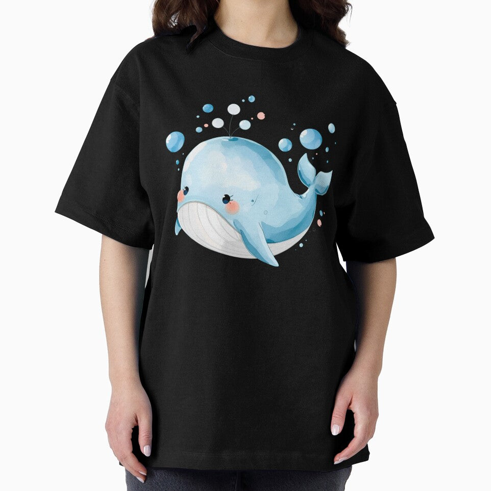 Cute Kawaii Blue Whale Watercolor Illustration | Adorable Ocean Animal | Pastel Sea Life Cartoon Sticker by PrintelloTH