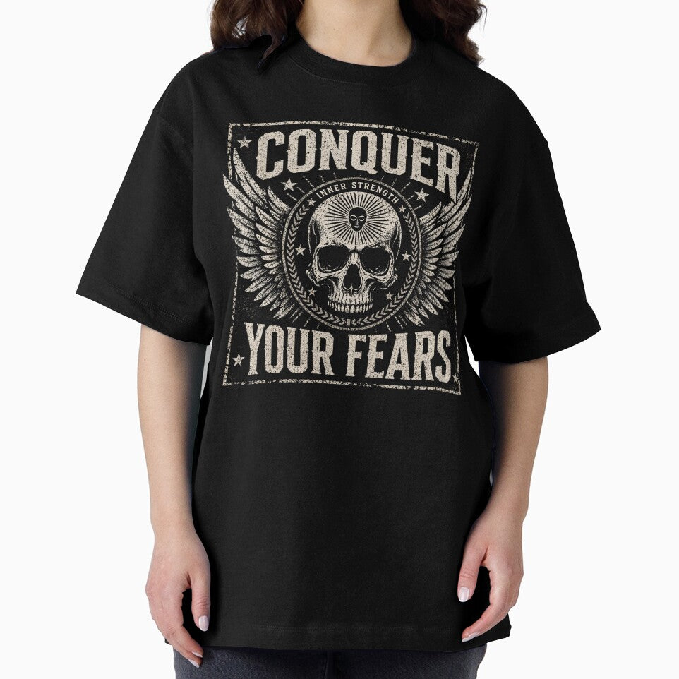 Vintage motivational skull design: Brave and strong by FusiTink