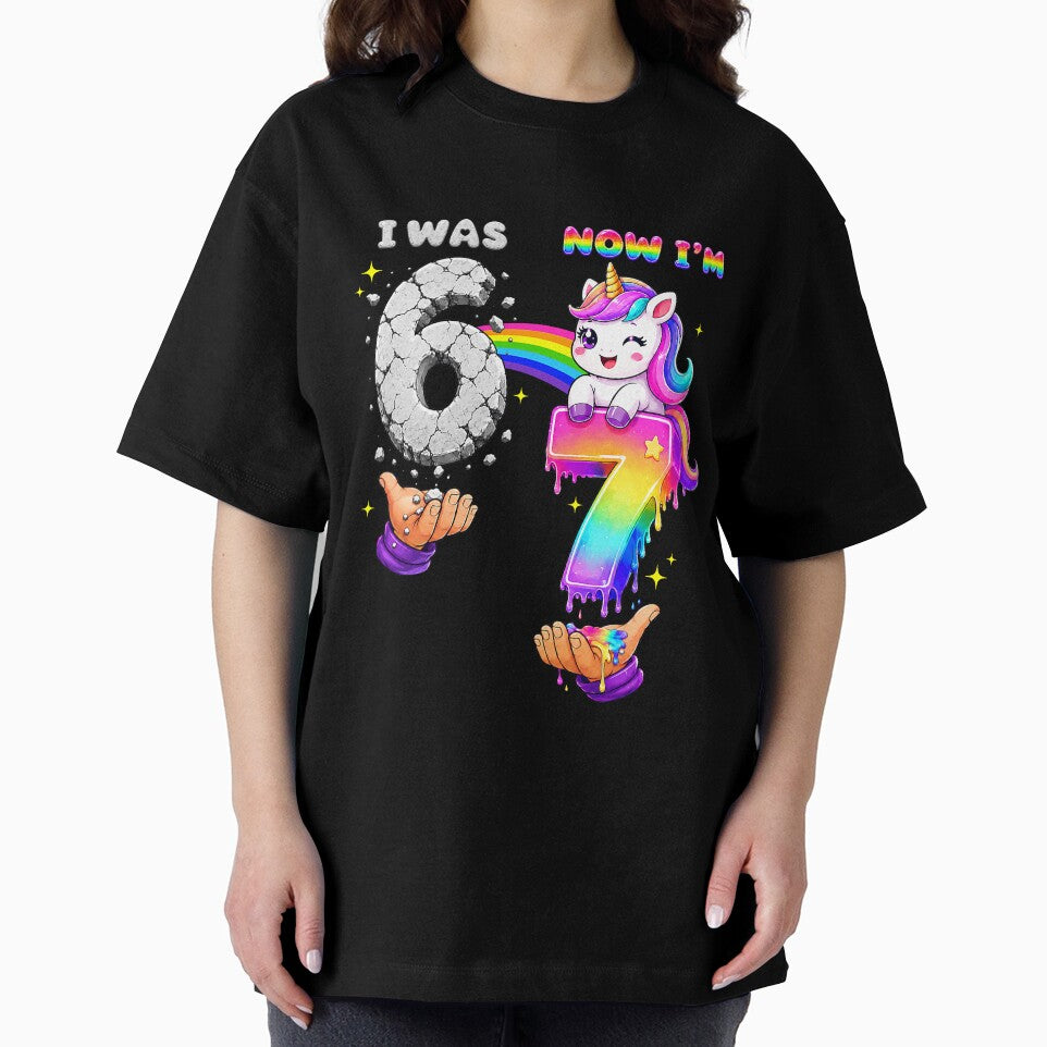 I was 6 Now I'm 7 Year Old Six Seven Meme 7th Birthday Girls by Littermin