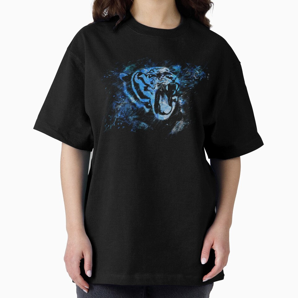 Tiger Abstract Design In Shades Of Blue by Heathermarie321