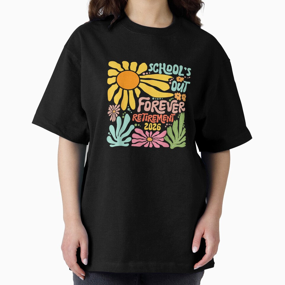 School's Out Forever Retirement 2026 Boho Floral Teacher T-Shirt by SavsMerch