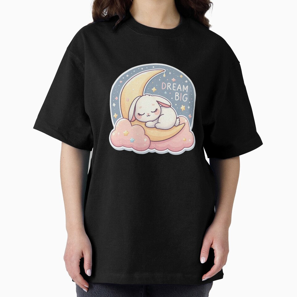 Dream Big Sleeping Bunny Sticker| Cute Kawaii Rabbit on Moon Design by carestazafeli