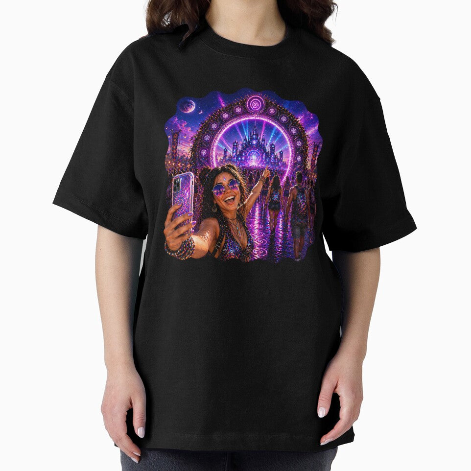 Festival Portal Selfie – Neon Fantasy Rave Castle Cosmic Art by Digital Culture Studio