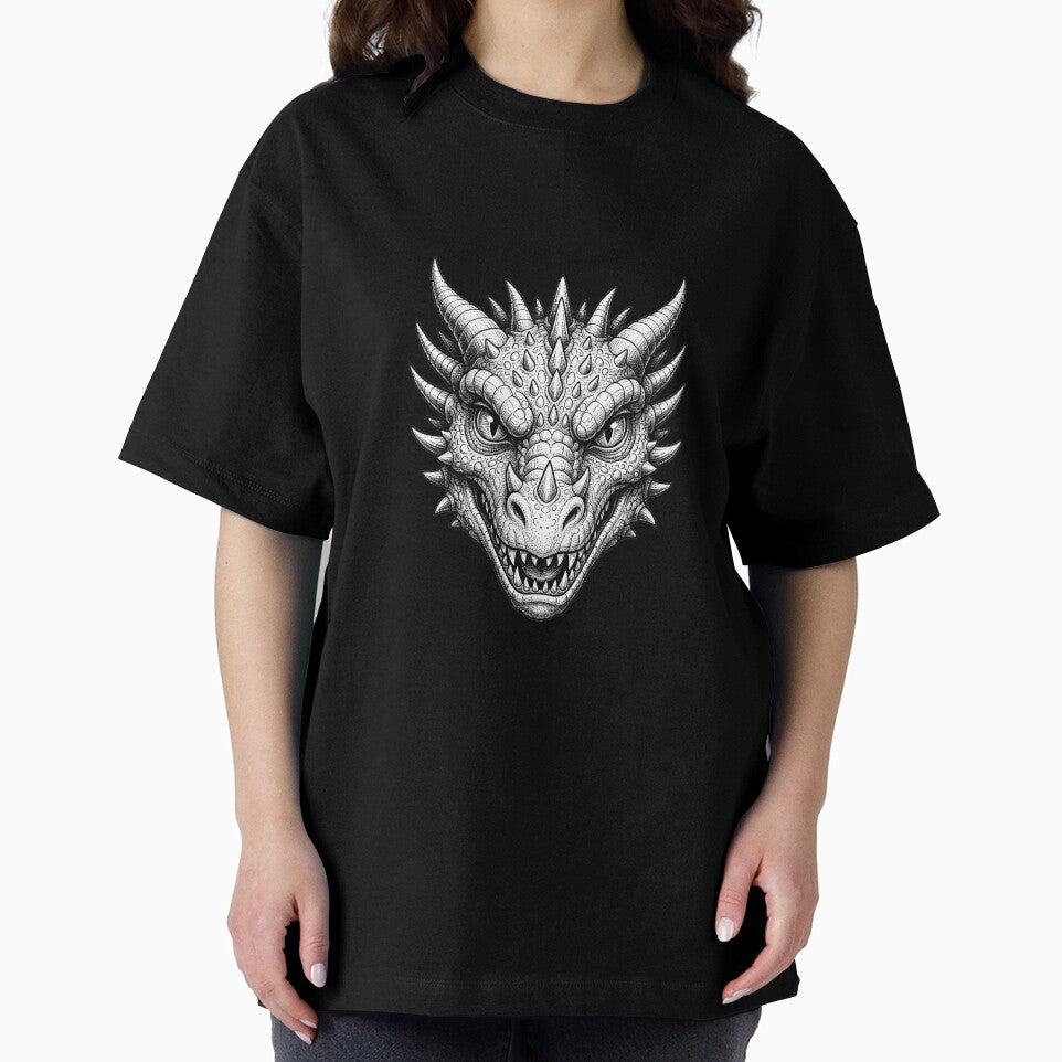 Savage Dragon Face Illustration – Fierce Fantasy Beast Line Art by DragonSerpent Ink