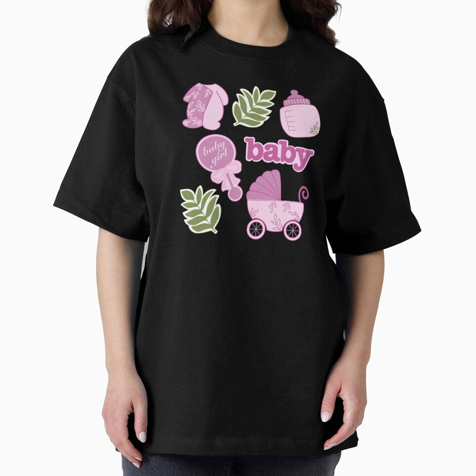 Baby shower - pregnancy - newborn baby girl - pink by Noodly Doodles