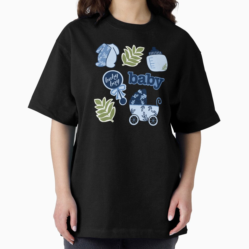 Baby shower - pregnancy - newborn baby boy - blue by Noodly Doodles