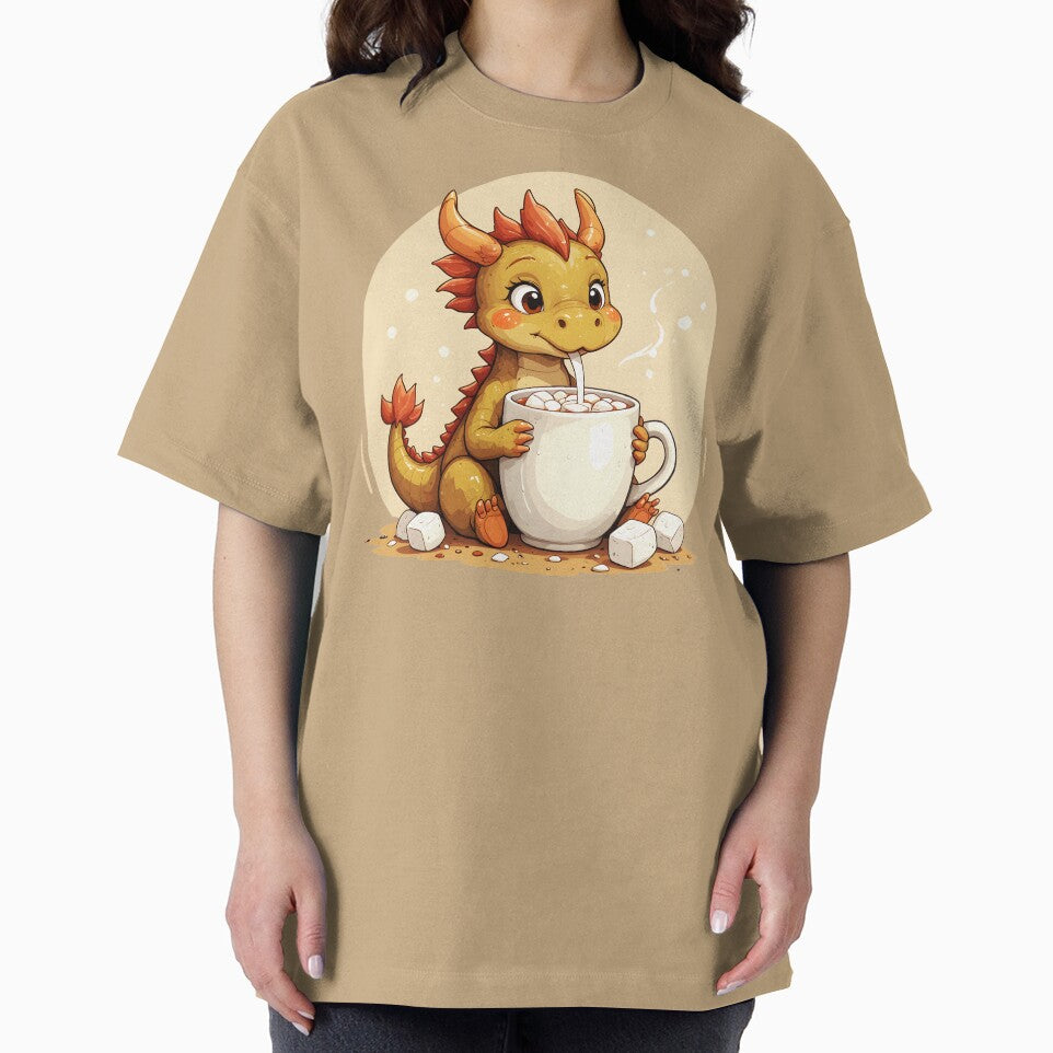 Cute Baby Dragon Drinking Hot Chocolate - Adorable Cozy Kids Kawaii Dragon Design by Amplify-n-Co