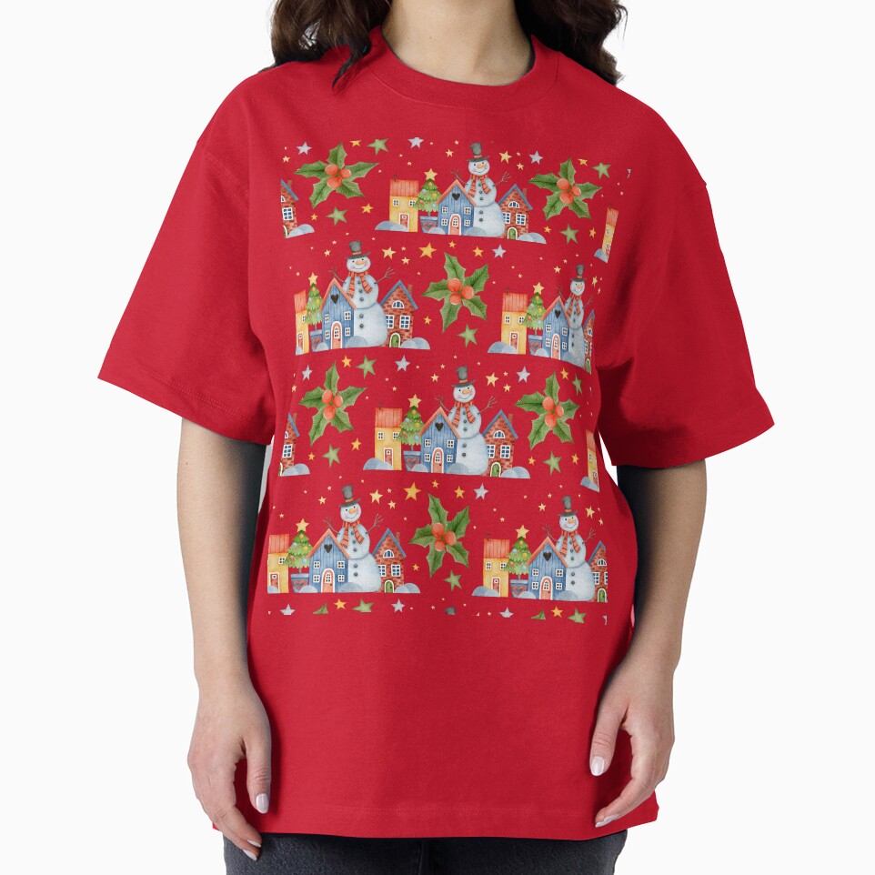 Snowman and Christmas Village Paper Pattern by TeeGeeTees