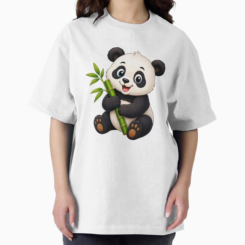 Cute Baby Panda Illustration – Panda with Bamboo Design by Krzepcia