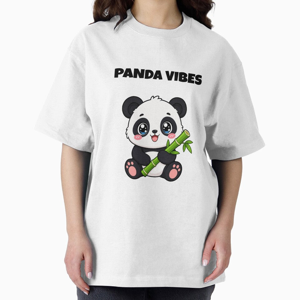 Panda Vibes Cute Kawaii Panda with Bamboo by BoosterShop