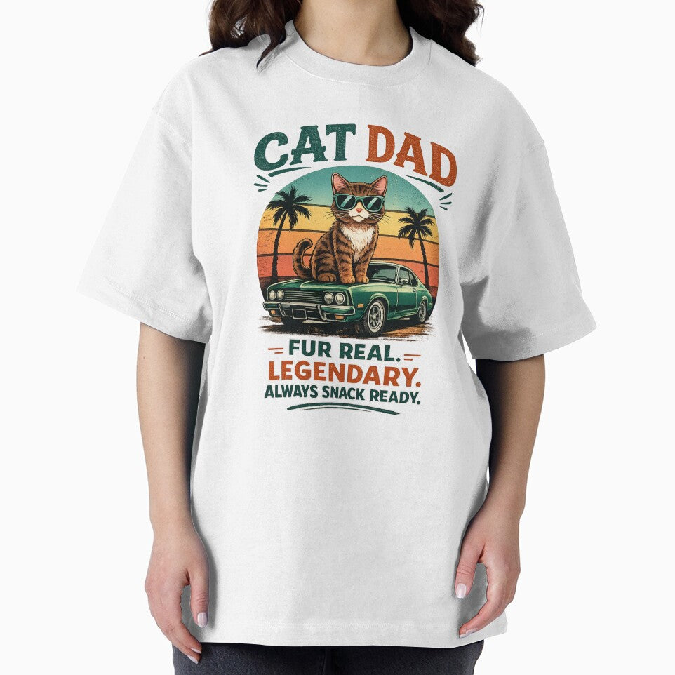 Cat Dad Fur Real Legendary Always Snack Ready Retro Cat Lover Vintage Green Car by Akseries