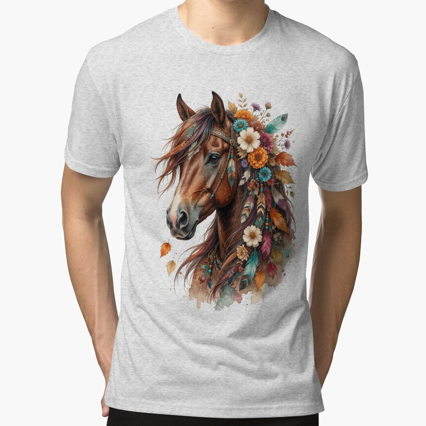 Floral Wild Horse Country Horse Boho Watercolor by CF_VintageDesign
