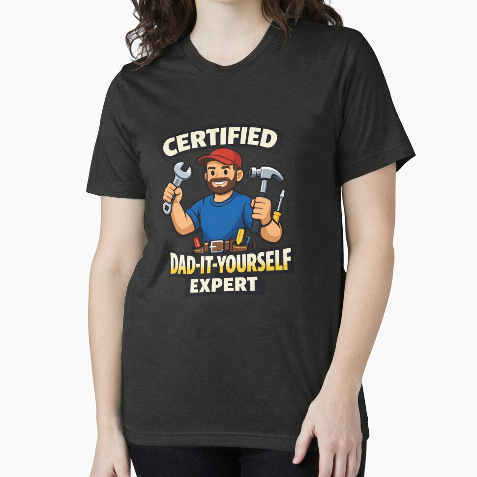 Certified Dad-It-Yourself Expert Flat Vector Funny Fathers Day Gift For Handyman Dad by Print Loft
