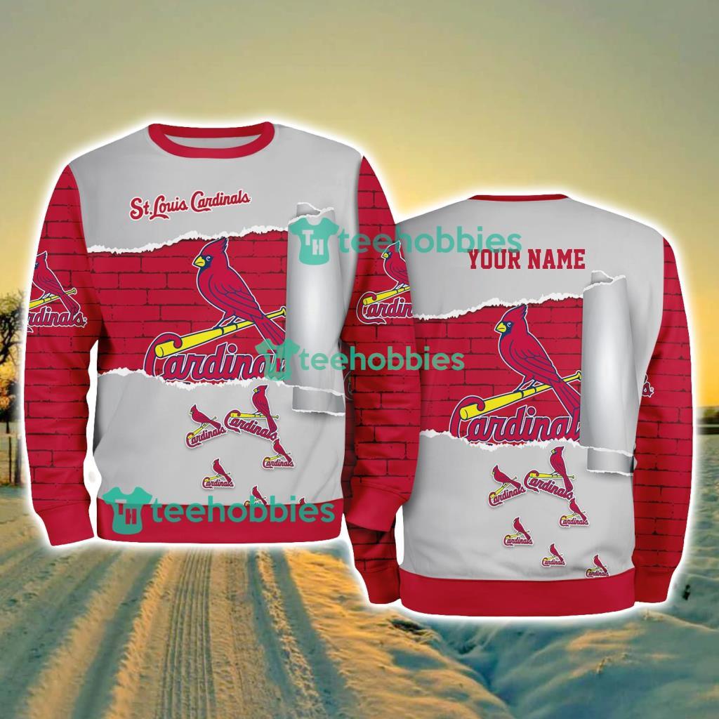 St Louis Cardinals MLB Sporty Color Custom Name Christmas Ugly Sweater Gift For Fans