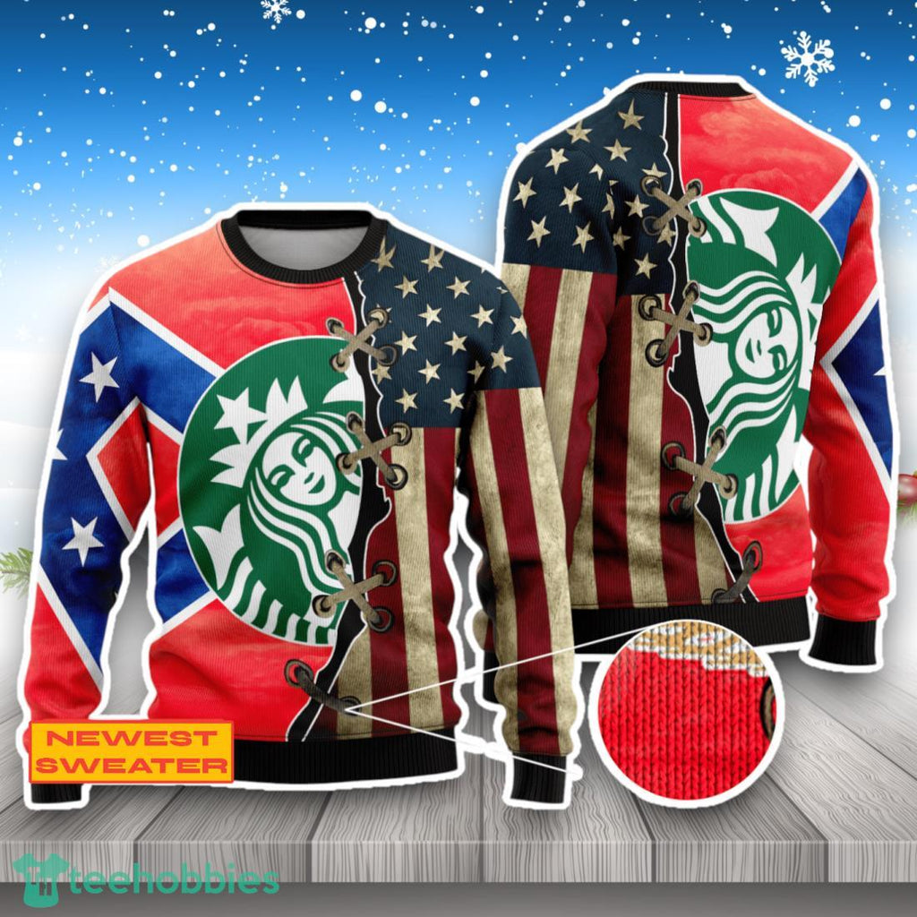 Starbucks USA Flag 3D Sweater For Men Women