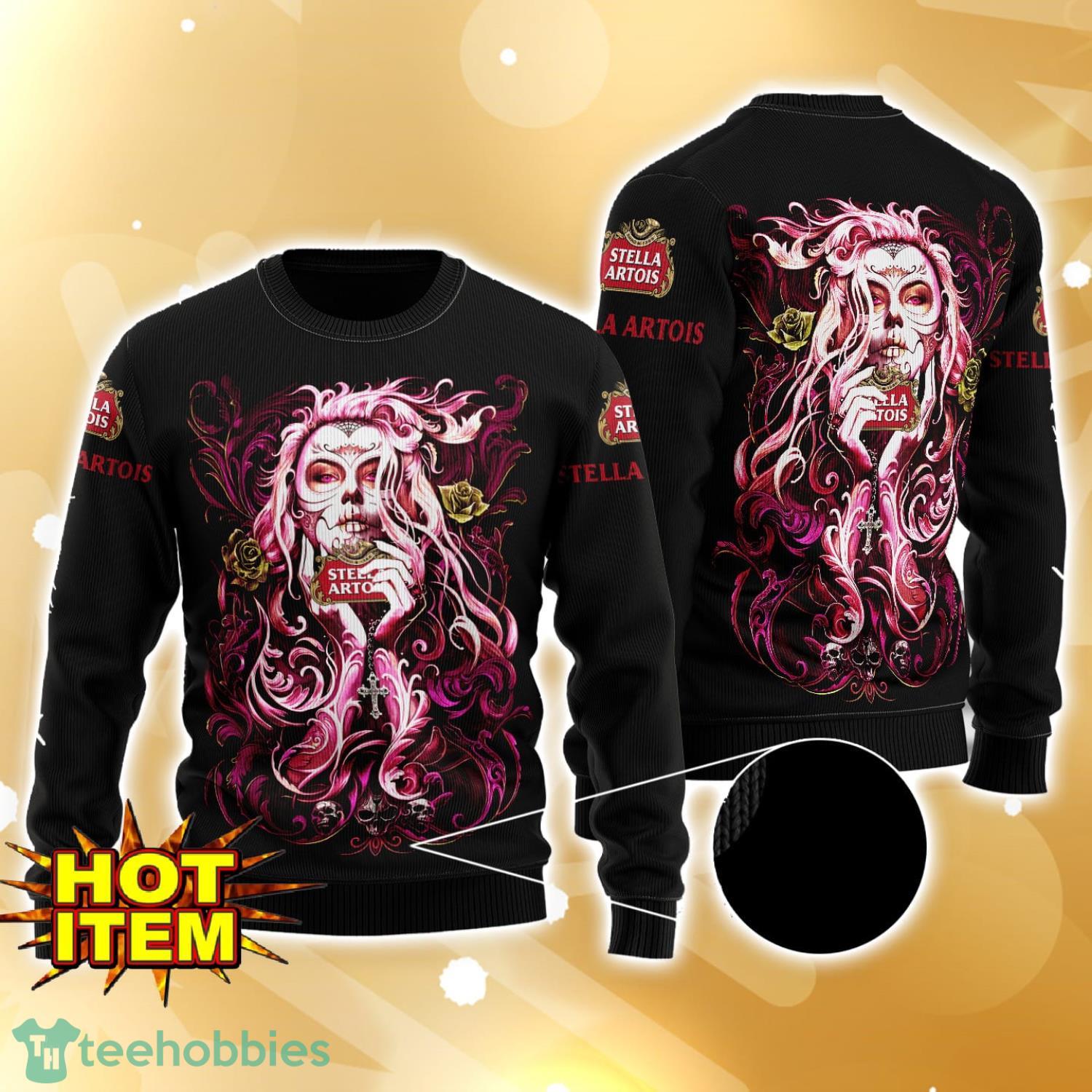 Stella Artois Tattoo Girl 3D Ugly Christmas Sweater For Men And Women