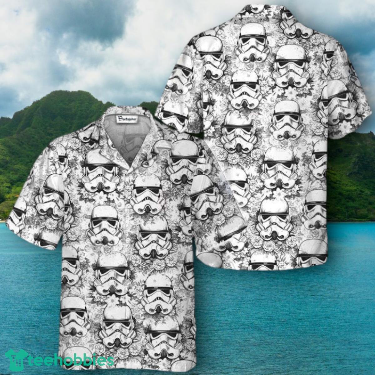 Stormtrooper Floral Black White Hawaiian Shirt Impressive Gift