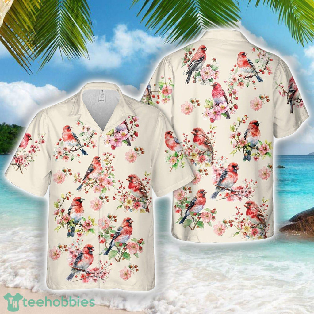 Strawberry Finch Floral Hawaiian Shirt Beach Shirt